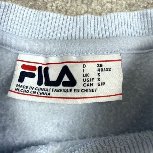 Fila Women’s Small Blue White Crewneck Long Sleeve Athletic-wear Sweatshirt - Picture 4 of 4